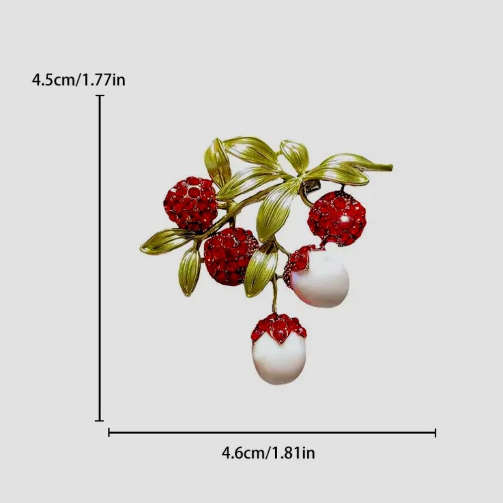 Beautiful Red Rhinestone • Berry Brooch - Picture 2 of 4